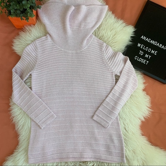 LAURA RIBBED COWL BLUSH PINK SWEATER SIZE XS - Picture 2 of 9